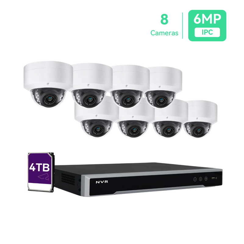 16CH 4K PoE IP Security Camera System with 8*6MP Dome Cameras, 4TB HDD (KIT1608D5)