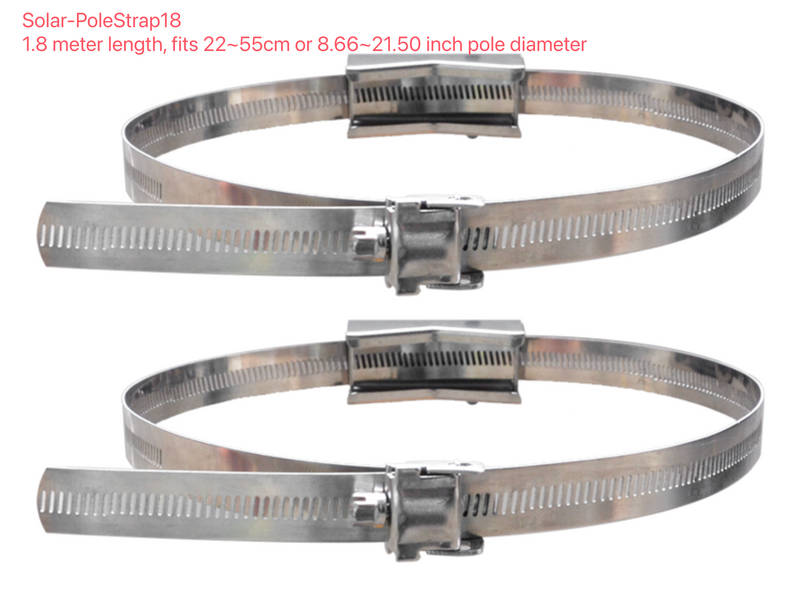 Bigger Stainless pole mount strap kit for solar box, fits pole diameter 8.66 ~ 21.50 inches