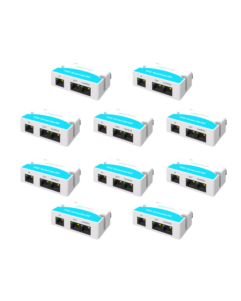 LINOVISION Mini commutateur POE passif à 2 ports Prolongateur POE IEEE 802.3af/at Répartiteur de répéteur POE Alimentation sur Ethernet 330 pieds sur câble Cat5/6 alimentant 2 appareils POE comme des caméras IP sur un câble Cat5/6