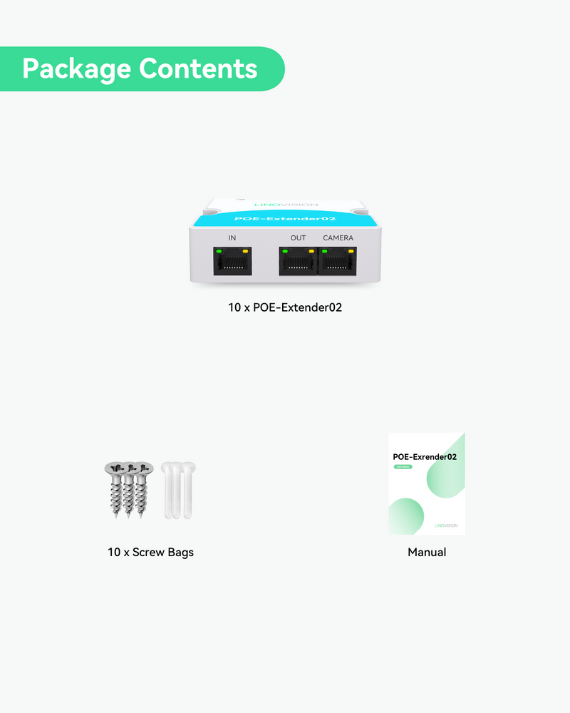 LINOVISION Mini commutateur POE passif à 2 ports Prolongateur POE IEEE 802.3af/at Répartiteur de répéteur POE Alimentation sur Ethernet 330 pieds sur câble Cat5/6 alimentant 2 appareils POE comme des caméras IP sur un câble Cat5/6