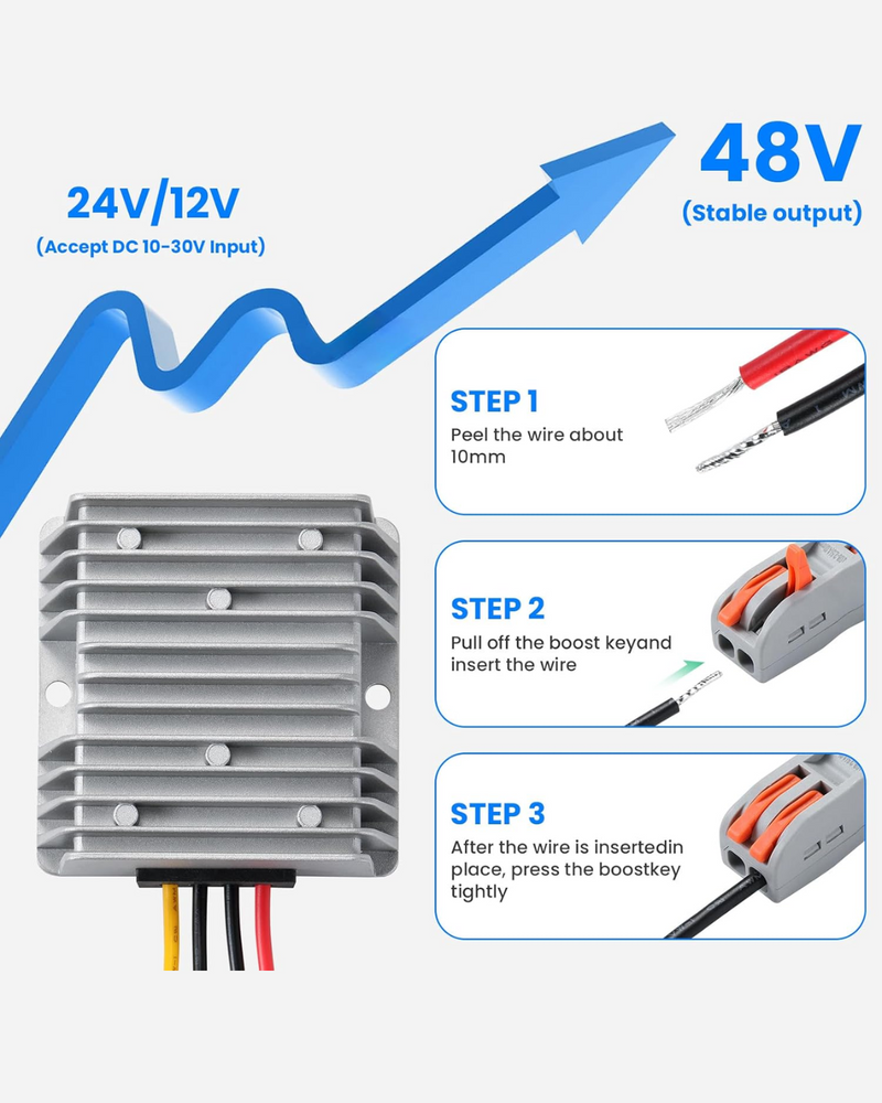 12V/24V to DC48V 240W Voltage Booster, DC-DC Boost Converter
