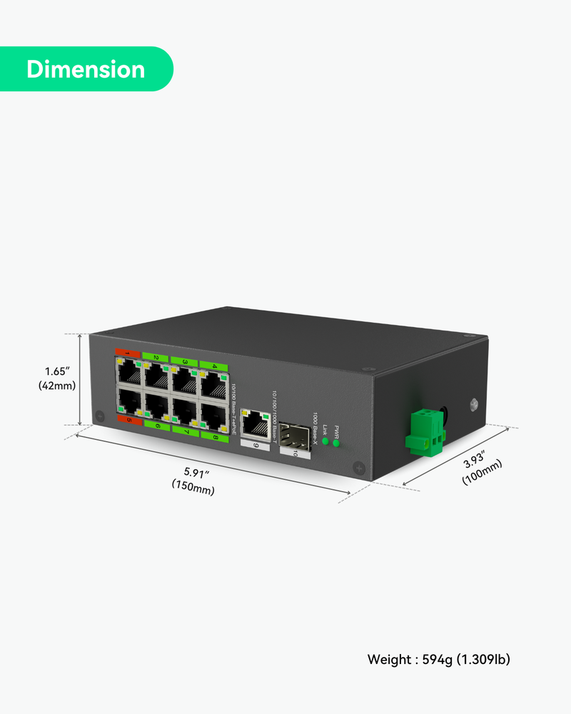 Commutateur ePOE hybride POE et EOC industriel à 8 ports avec technologie Ethernet sur coaxial Prend en charge la transmission POE sur coaxial Livré avec 4 adaptateurs EOC et émetteurs EOC