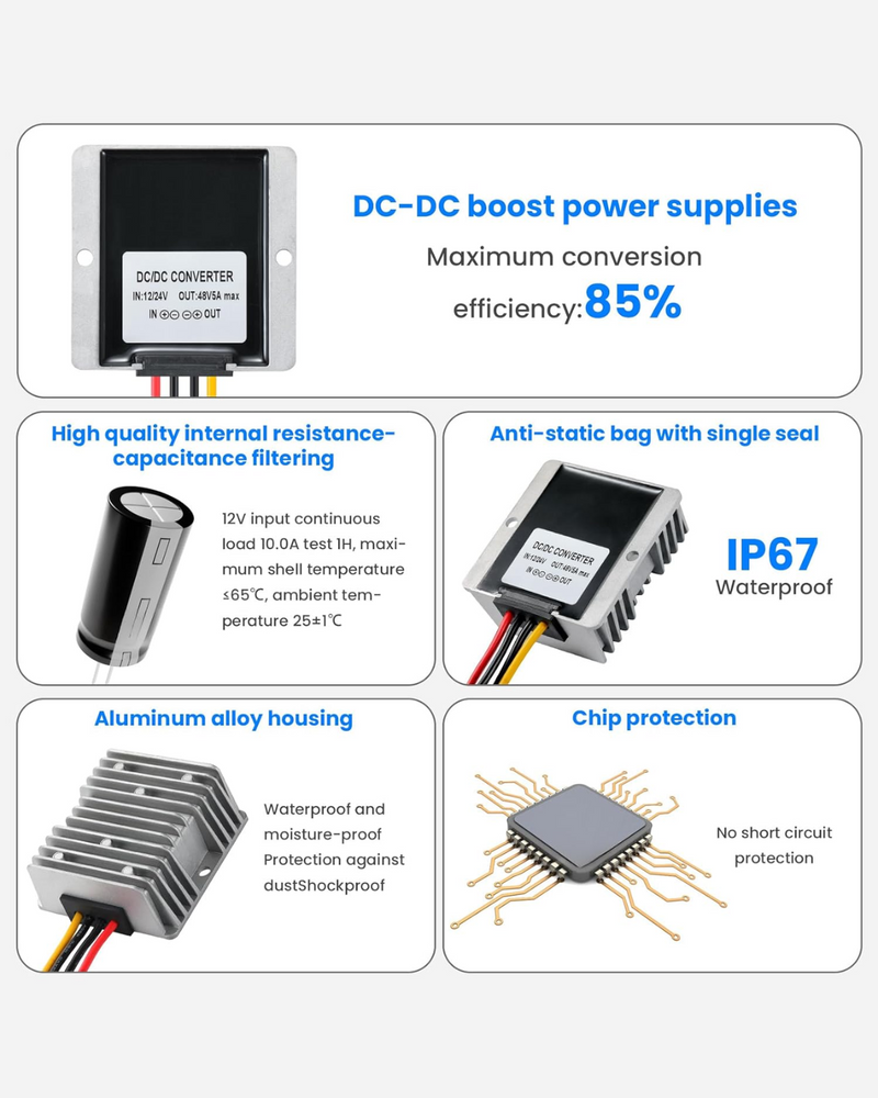 12V/24V to DC48V 240W Voltage Booster, DC-DC Boost Converter