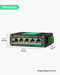 (POE-Switch0504GDF) Industrial 4 Ports Gigabit Solar PoE Switch with DC9～57V Redundant Power Input