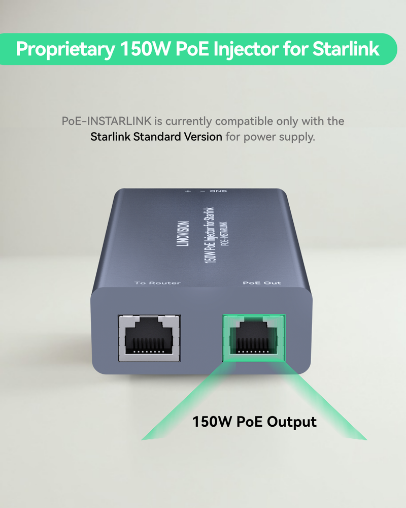Full Gigabit 150W PoE Injector for Starlink