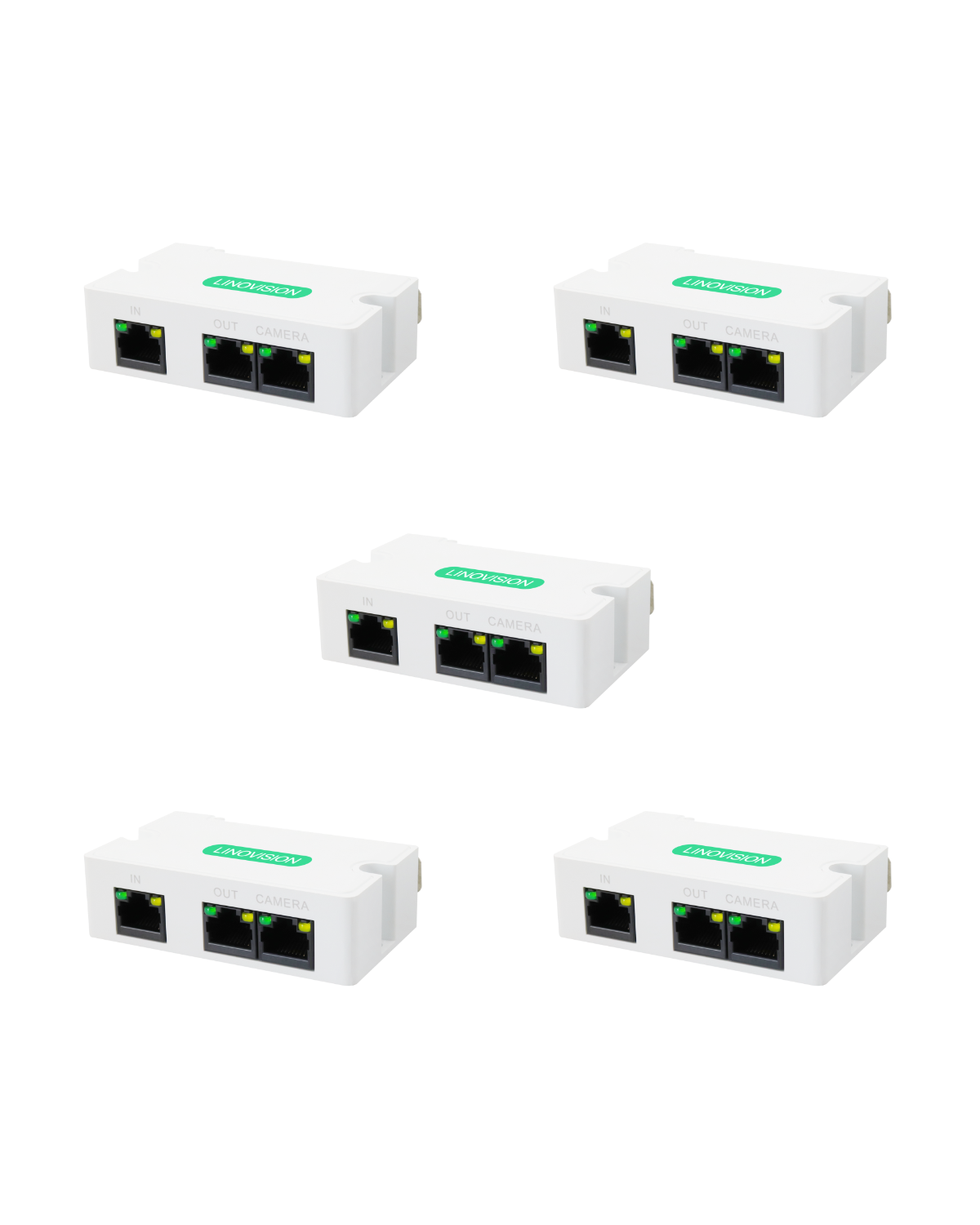 Mini 2-Port PoE Extender to Split One PoE cable for Two PoE devices 5pack