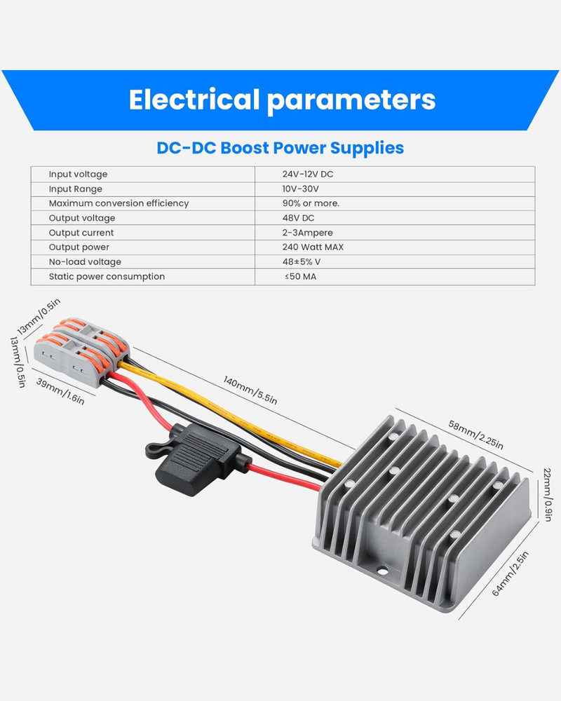12V/24V to DC48V 240W Voltage Booster, DC-DC Boost Converter