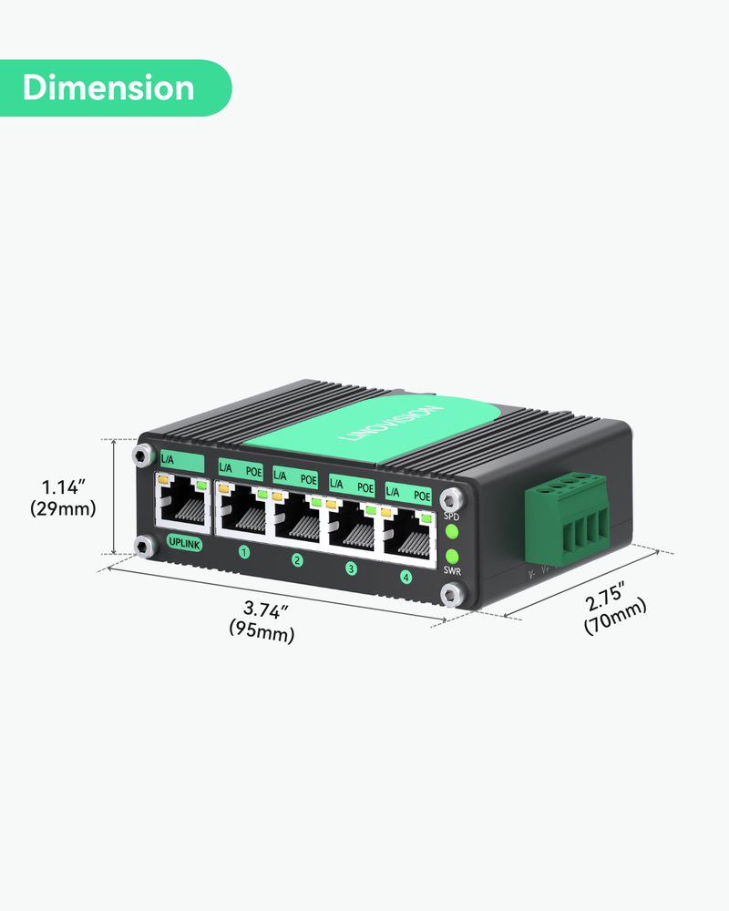 (POE-Switch0504GD) 5 Ports DC9-54V Input Full Gigabit POE Switch with Voltage Booster