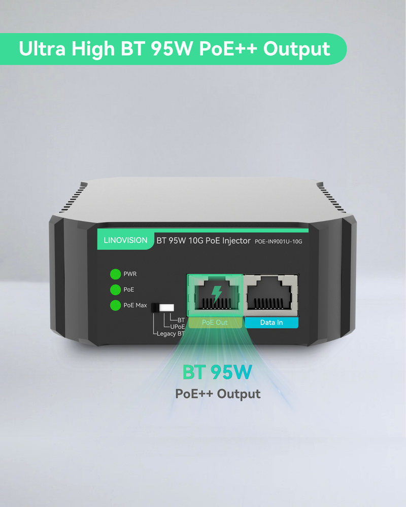 (POE-IN9001-10G)Industrial 10G BT 95W POE++ Injector with AC 100-240V Input