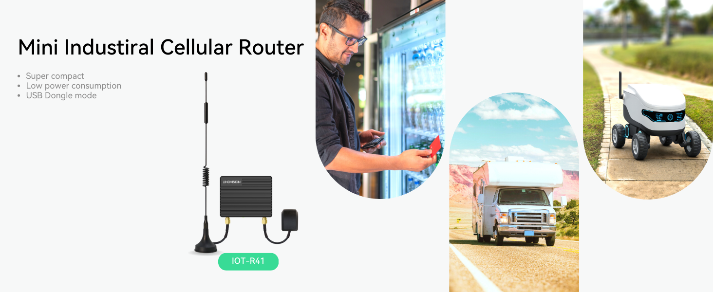 Linovision Router Mini Industrial 4G LTE Router with Low Power Consumption and GPS/RS232 ...