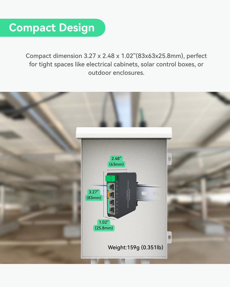 (POE-SW504GD) 4 Ports Mini Solar PoE Switch Optimized for Big PTZ Camera and Wireless Bridges