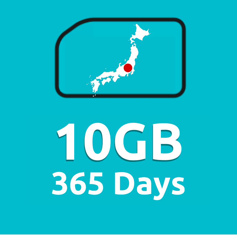 10GB 365 Days High Speed Cellular Data Plan for Japan