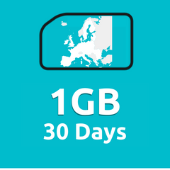 1GB 30 Days High Speed Cellular Data Plan for Europe (32 Countries)