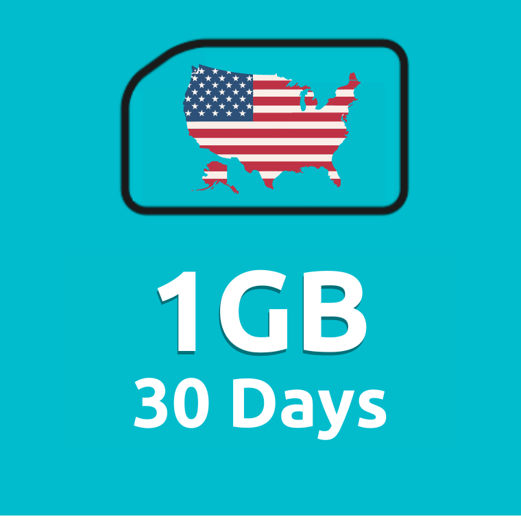 1GB 30 Days High Speed Cellular Data Plan for USA