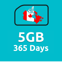 5GB 365 Days High Speed Cellular Data Plan for Canada