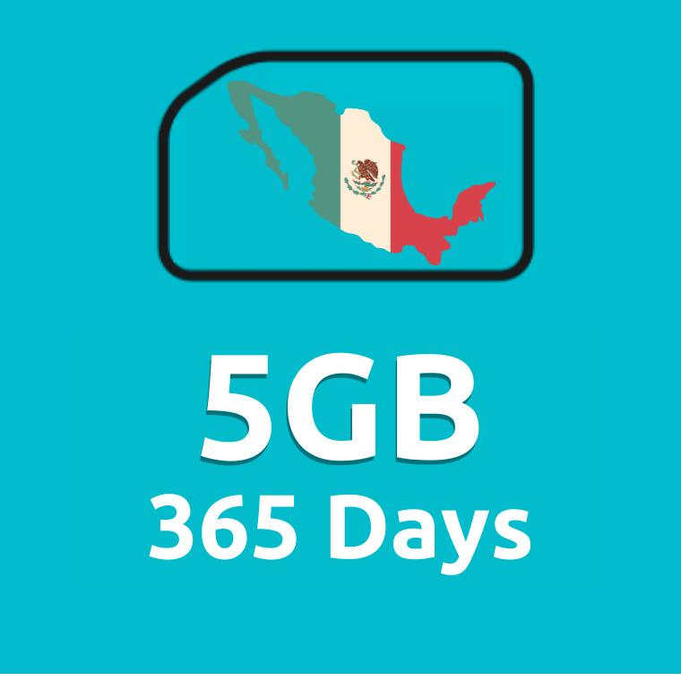 5GB 365 Days High Speed Cellular Data Plan for Mexico