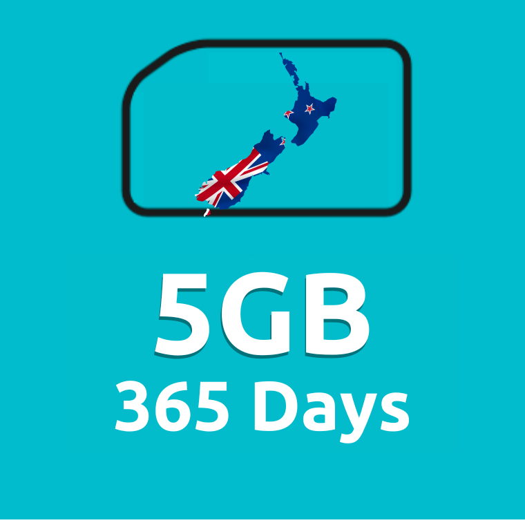 5GB 365 Days High Speed Cellular Data Plan for New Zealand