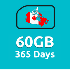 60GB 365 Days High Speed Cellular Data Plan for Canada