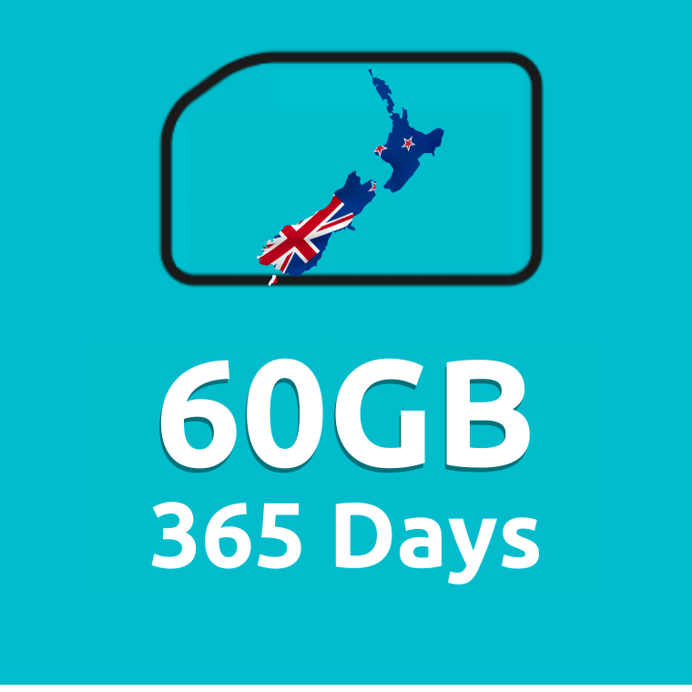 60GB 365 Days High Speed Cellular Data Plan for New Zealand