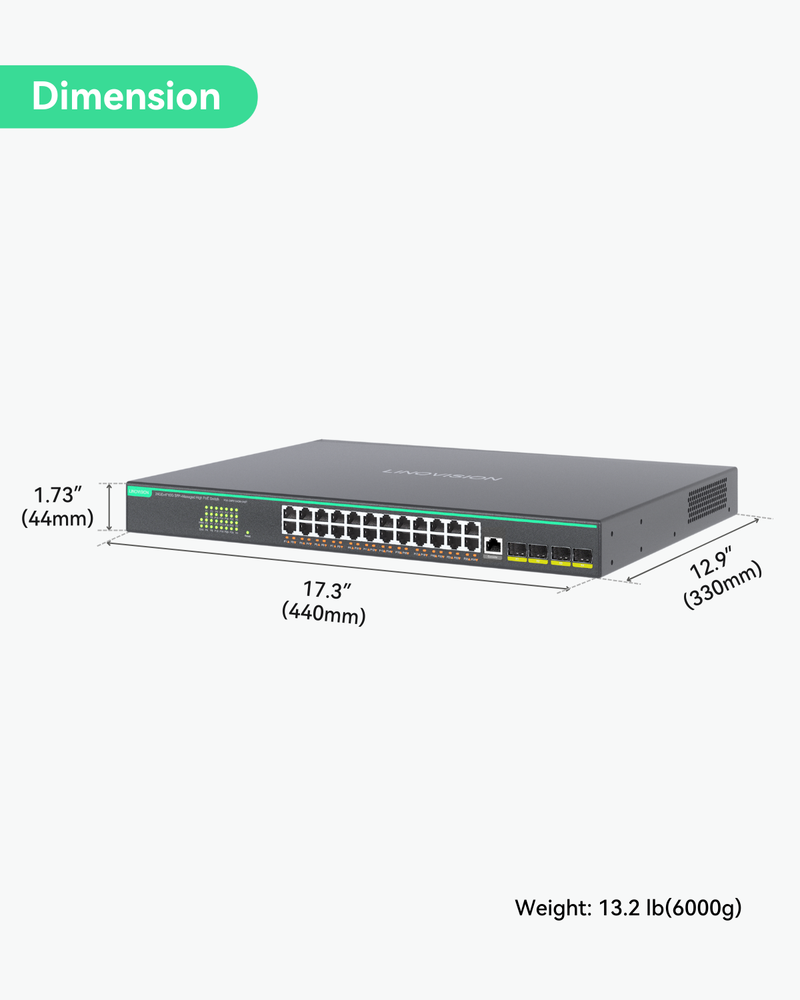 24 Ports Full Gigabit L3 Cloud Managed BT PoE Switch, Total PoE Budget 720W, 4x 10G SFP Uplinks (POE-SWR724GM-24BT)