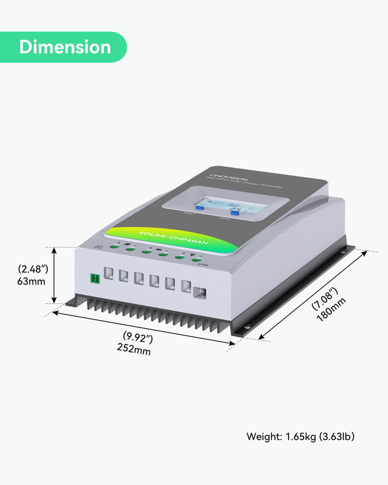 12V/24V 40A MPPT Solar Charge Controller with RS485 Remote Control and Cloud Access