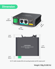 Convertitore Media Fibra LINOVISION PoE Gigabit Con Uscita DC 12V/24V – Trasmissione SFP Fino A 20 Km, Senza Alimentazione Locale