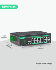 12 Ports L2+ Cloud Managed PoE Switch with DC8V to DC57V Voltage Booster (POE-SWR612GM-SOLAR)