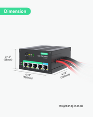 4 Ports MPPT Solar PoE Switch for Security Cameras and IoT Devices (POE-SW804G-Solar)