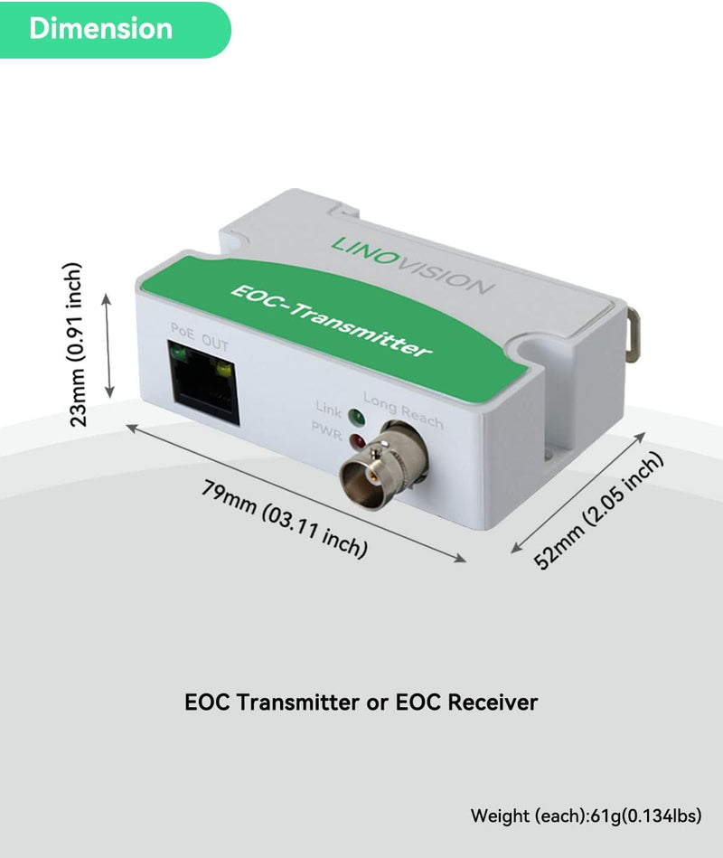 Transmetteur EOC (se connecte au côté de la caméra IP) (transmetteur uniquement)