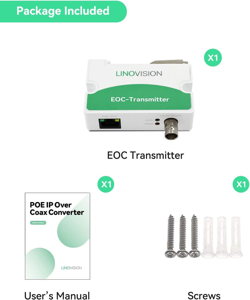 thumbnail image 2 of LINOVISION PoE IP EOC Transmitter (2-Pack) – Extend Your Security Camera Setup Easily 2 of 4