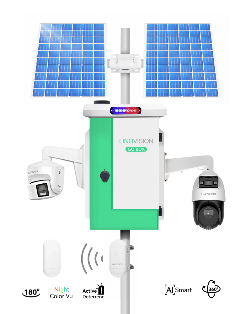 (GO BOX-V1200PU-PTZ-P8) Versatile Solar Powered Cameras System with Paired Wireless Bridge