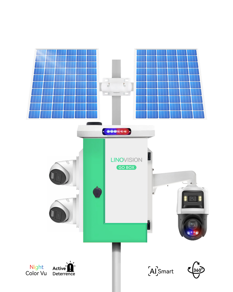 (GO BOX-V1200PW-PTZ-2T4) Versatile Solar Powered Cameras System with 360 Endless Monitoring
