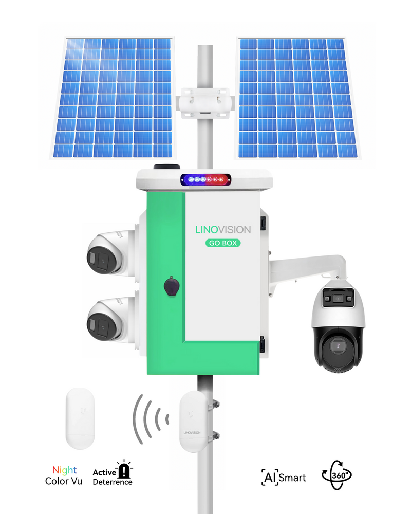 (GO BOX-V1200PU-PTZ-2T4) Versatile Solar Powered Cameras System with Paired Wireless Bridge