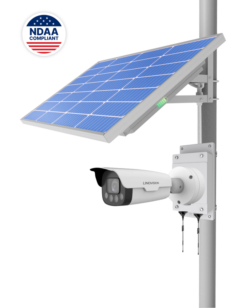 (GO SOLO LPR NDAA) 4-in-1 NDAA LPR Solar Power System with Cellular Access