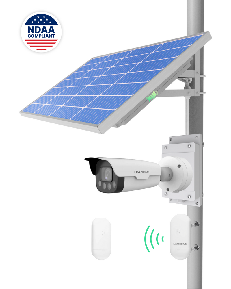 (GO SOLO LPR NDAA UB) 4-in-1 Smart Solar Power System with NDAA LPR Camera and Wireless Bridge