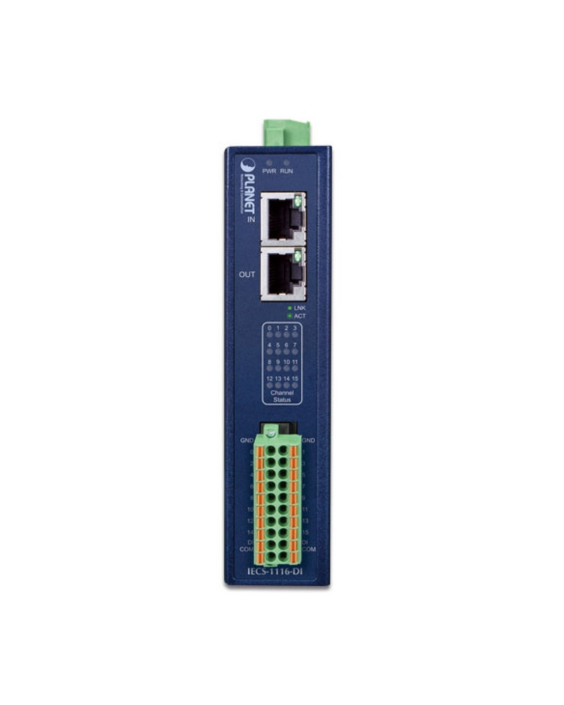 PLANET IECS-1116-DI Industrial EtherCAT Slave I/O Module with Isolated 16-ch Digital Input