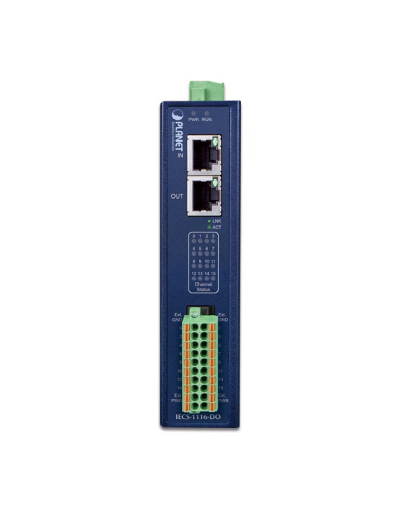 PLANET IECS-1116-DO Industrial EtherCAT Slave I/O Module with Isolated 16-ch Digital Output