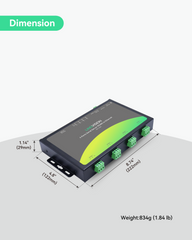 Industrial 4 Ports RS485 to Ethernet Gateway, support Modbus and Edge Computing