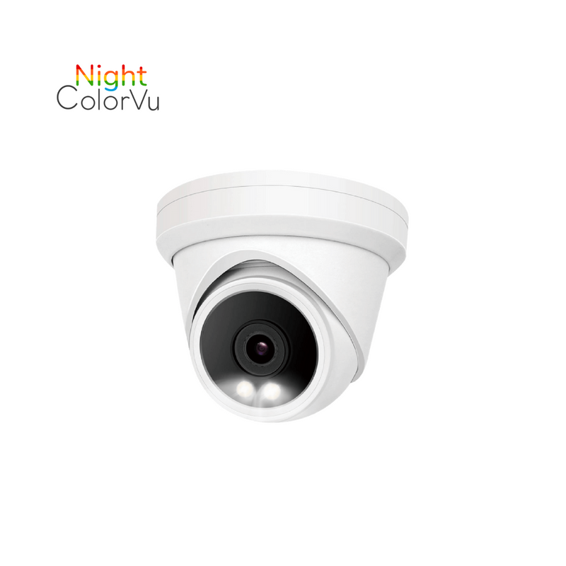 4K ColorVu POE IP 转塔摄像机支持 24 小时彩色夜视，带暖白 LED NDAA 