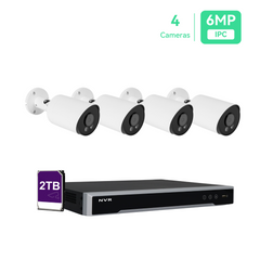 8 Channel 4K PoE IP Security Camera System with 4*6MP Bullet Cameras, 2TB HDD