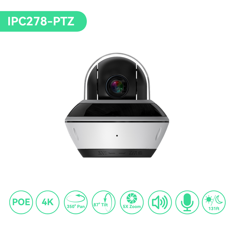 16CH IP Camera System,(12)4K Night ColorVu Cameras with (1)Mini PTZ camera, 4TB HDD (KIT1612T8PTZ)