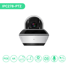 16CH IP Camera System,(12)4K Night ColorVu Cameras with (1)Mini PTZ camera, 4TB HDD (KIT1612T8PTZ)