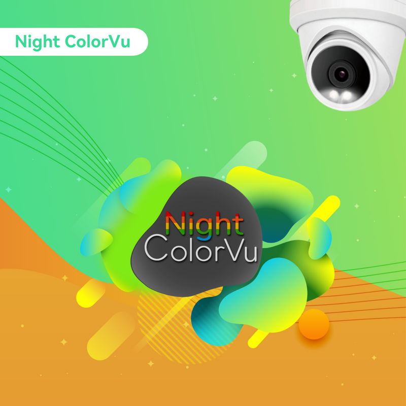 8CH PoE IP Camera System with 4*4K Night ColorVu Turret Cameras, 2TB HDD