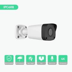 8CH 4K PoE NDAA IP Camera System with 6*4K Mini Fixed Bullet Cameras