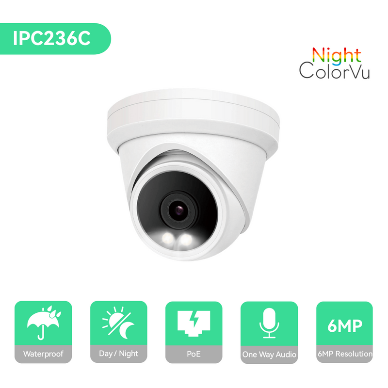 8CH 4K PoE IP Camera System with (8) 6MP Night ColorVu Cameras, 2TB HDD