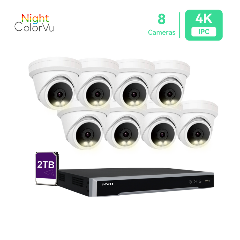 Kit Videosorveglianza Hikvision IP POE 8 Canali Con 8 Telecamere Bullet 2MP E HDD 1TB | Esterno E Interno IP65