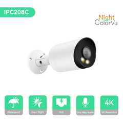 16 路 PoE IP 摄像机系统，带 (8) 个 4K 夜视彩色摄像机、4TB 硬盘
