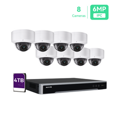 Sistema de cámara de seguridad 4K PoE de 16 canales 16CH 4K NVR y 8 cámaras IP PoE domo de 5MP para exteriores con disco duro de 4TB