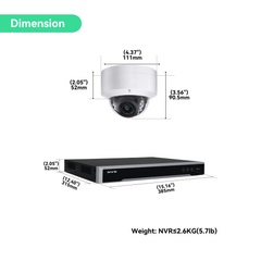16CH 4K PoE IP Security Camera System with 8*4K Dome Cameras, 4TB HDD