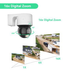 16CH 4K PoE IP Camera System,(10)6MP PoE Cameras with (1)PT Dome Camera, 4TB HDD (KIT1610D5PTH)